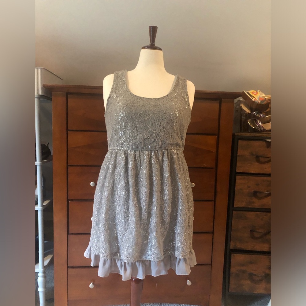 Pinky Silver Sequin Sleeveless Party Dress